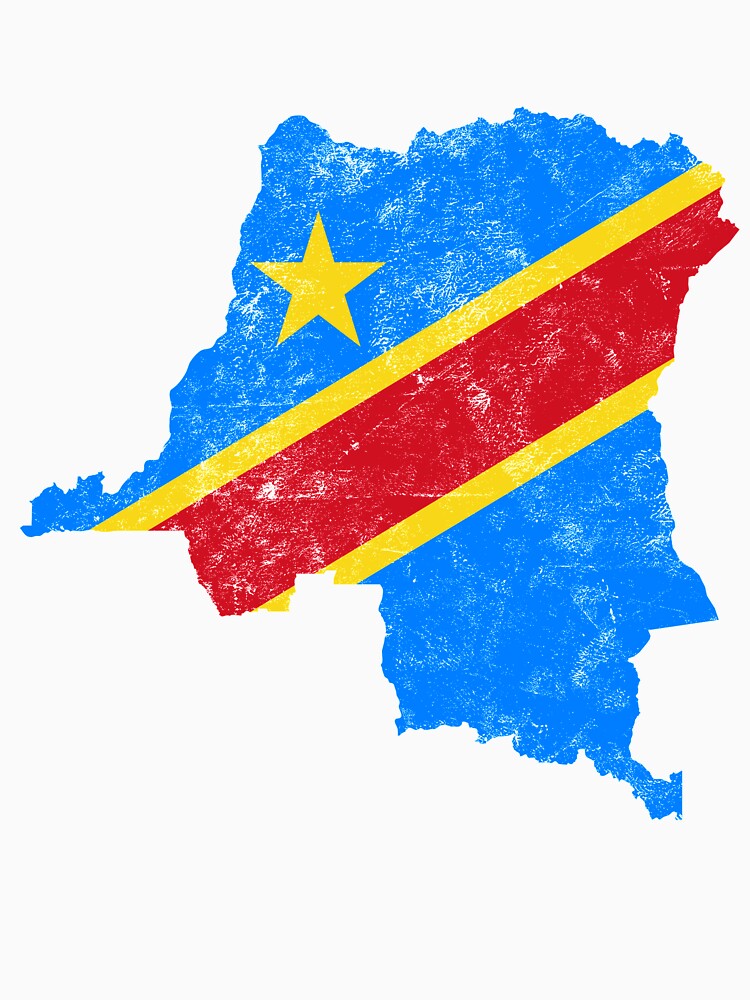 Congo Flag Map tshirt distressed vintage by farhanhafeez