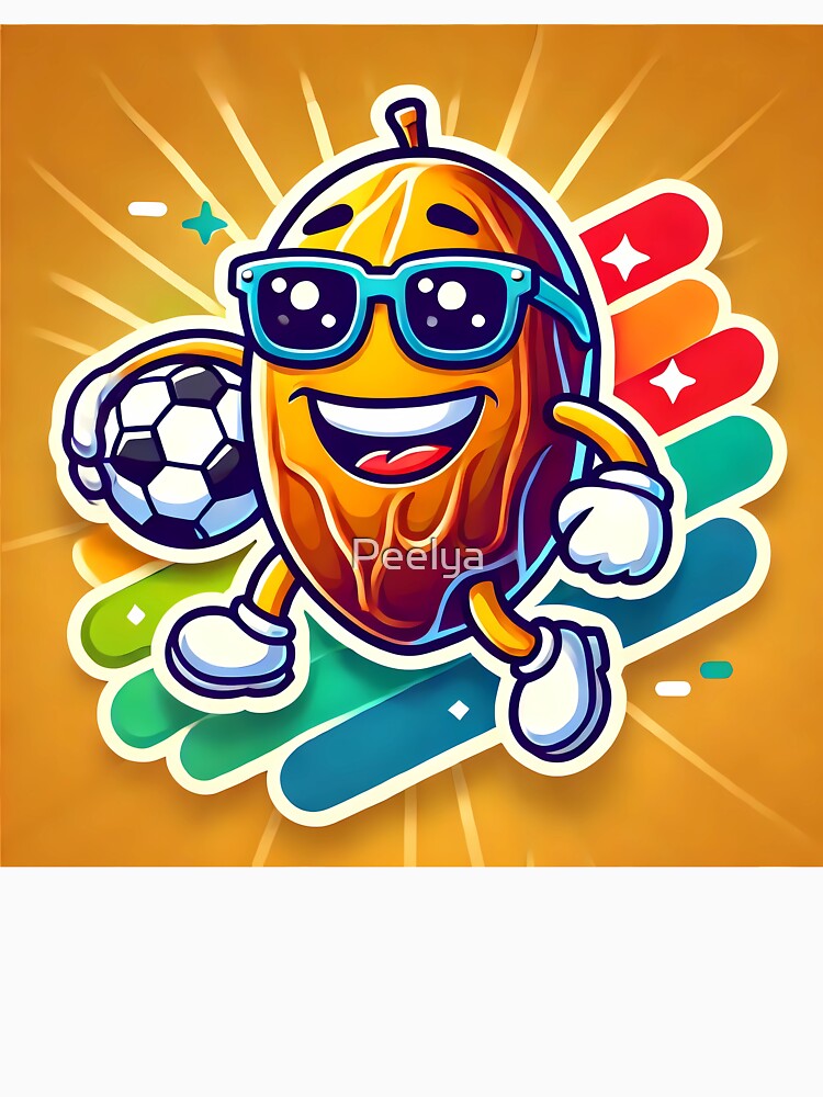 Title: Cheerful Date Fruit Playing Soccer by Peelya