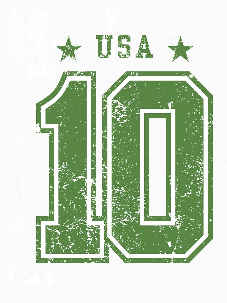 USA 10 Jersey Number Distressed Army Green by Tamawy