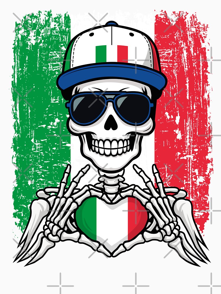 Italian Pride Skeleton Art - Italy Football & Forza Azzurri Tee by Colorful Designs