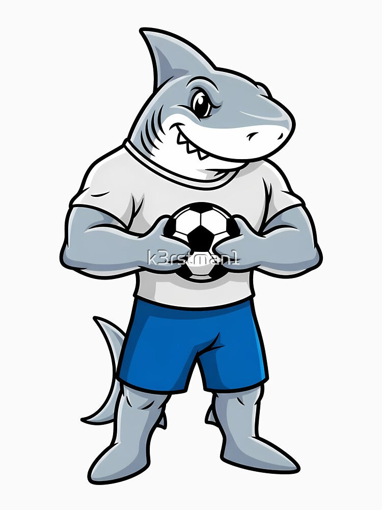 Shark Soccer Player Mascot Cartoon Sport by k3rstman1