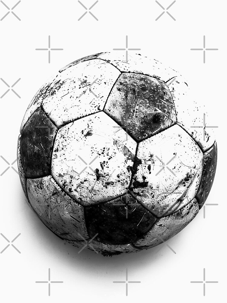 Vintage Soccer Ball Black and White Grunge Sports Illustration by inkoutninja
