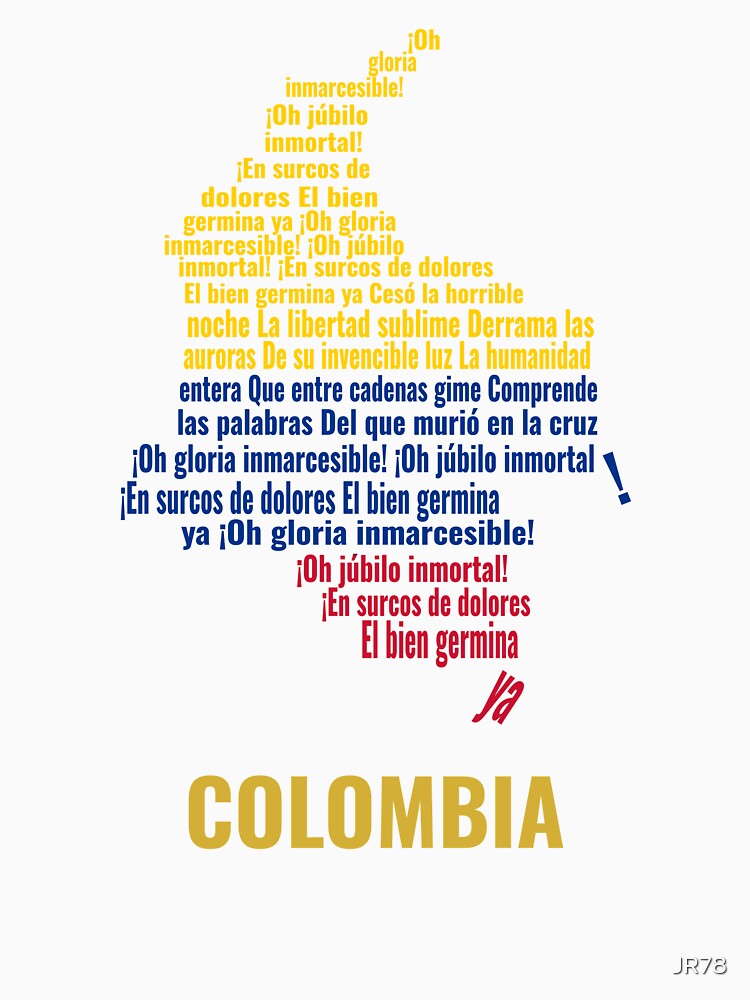 Map of Colombia with National Anthem - Typographic Art by JR78
