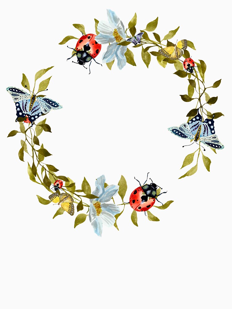 Wreath flower leaf butterfly liana cute watercolor by Yana Mustafina | Boho Soulful Designs