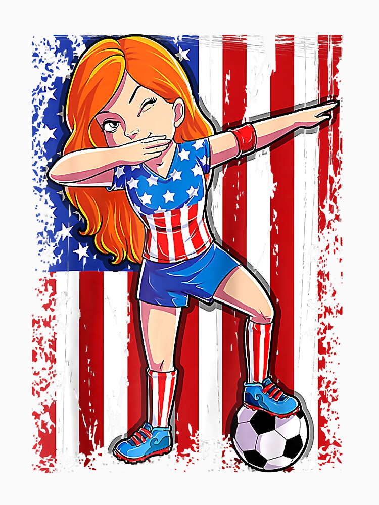 Dabbing Soccer Girl 4th Of July USA Flag by mainana78