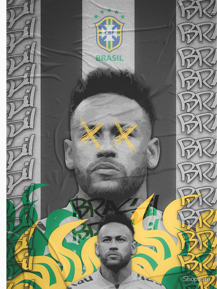 Brazil Football Star Grunge Poster by Shopunte