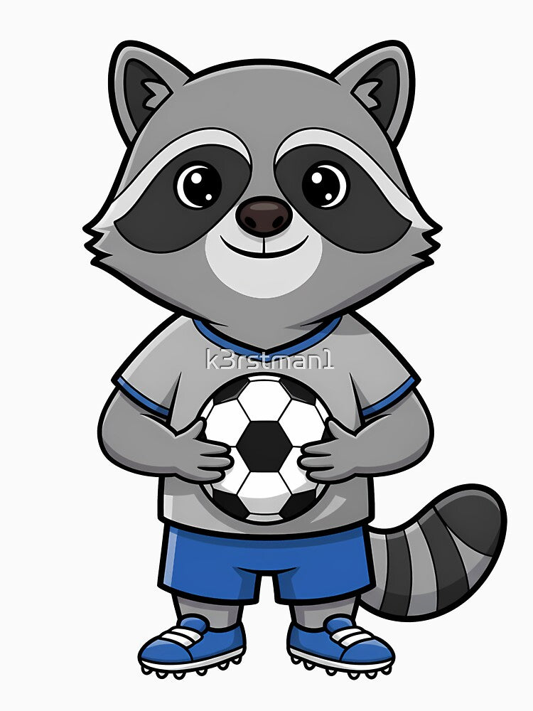 Raccoon Soccer Player Cartoon Kids by k3rstman1