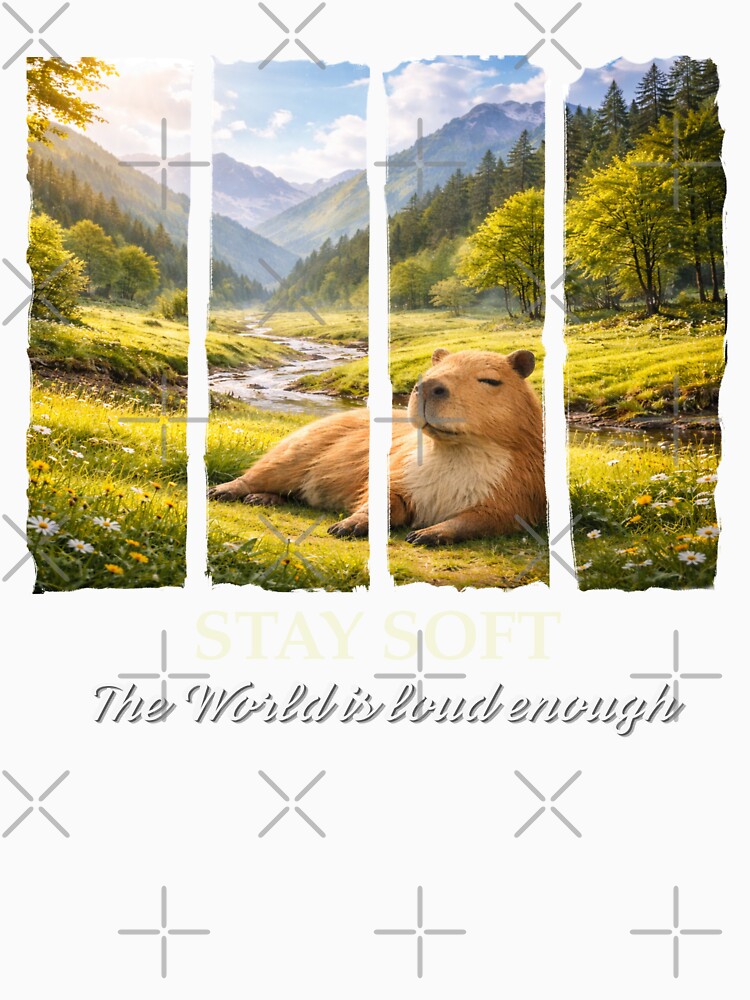 Stay Soft Capybara Aesthetic Calm Nature Mental Health T-Shirt by HOUSE OF TIST