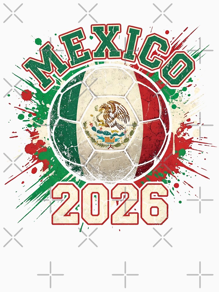 Mexico 2026 Soccer - Paint Splash Flag Ball & Aztec Eagle Art by Imaginationbeyond