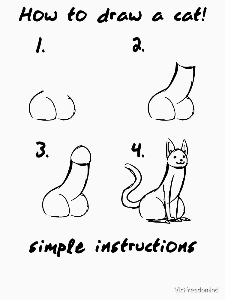 How to draw a cat Simple instructions by VicFreedomind