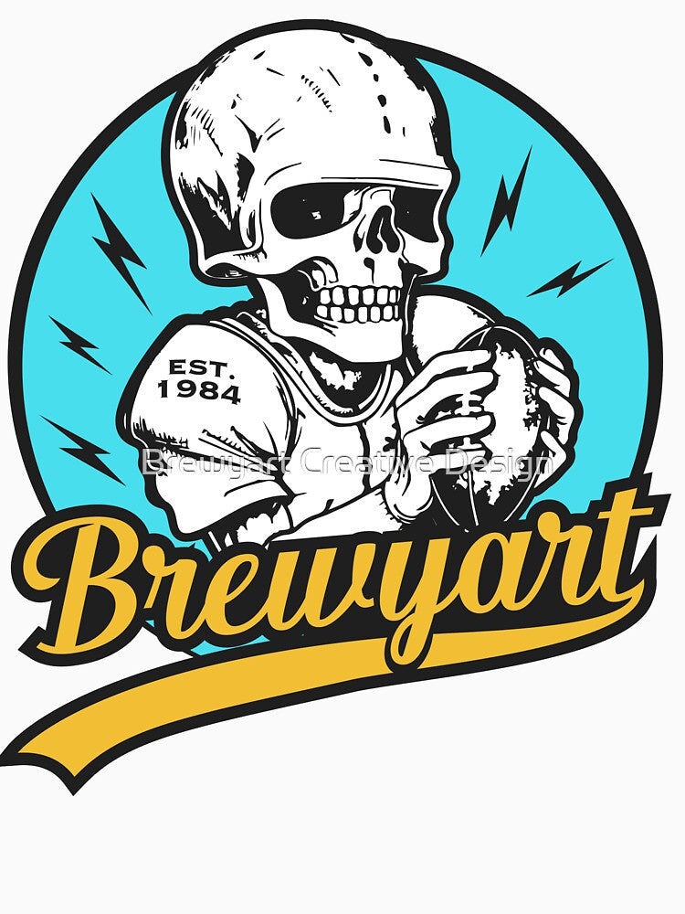 Brewyart Studio, Vintage Skull, skeleton, football, badge, wild, old school by Brewyart Creative Design