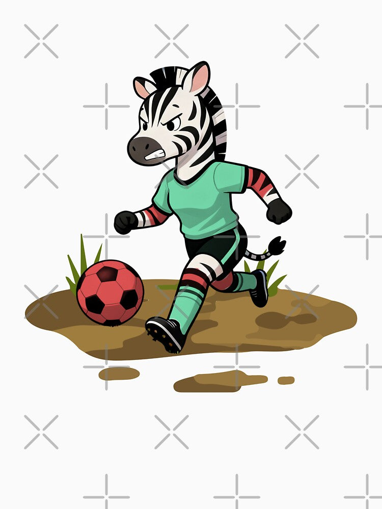 Fierce Zebra Football Player – Cute Sports Illustration by ZebraDazzleDesigns