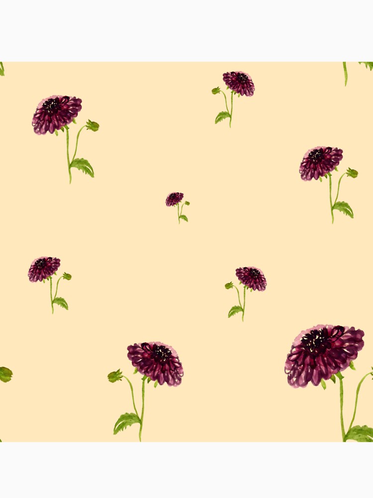Dahlia red seamless cute pattern a watercolor beige by Yana Mustafina | Boho Soulful Designs