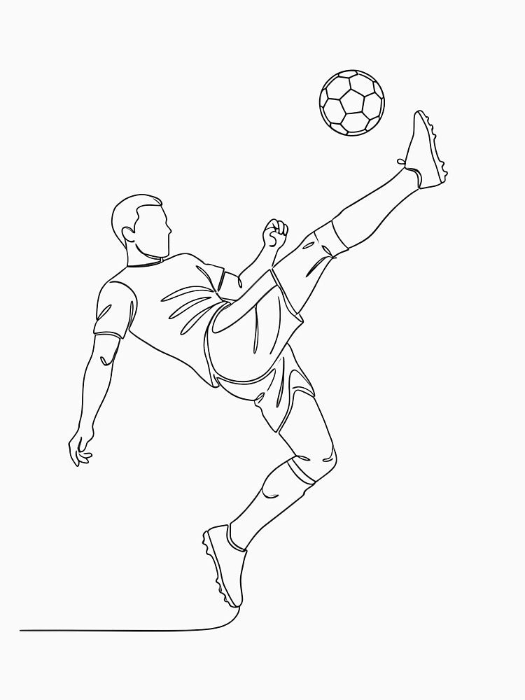 Minimalist Line Art Soccer Player Bicycle Kick by DripCultureLab