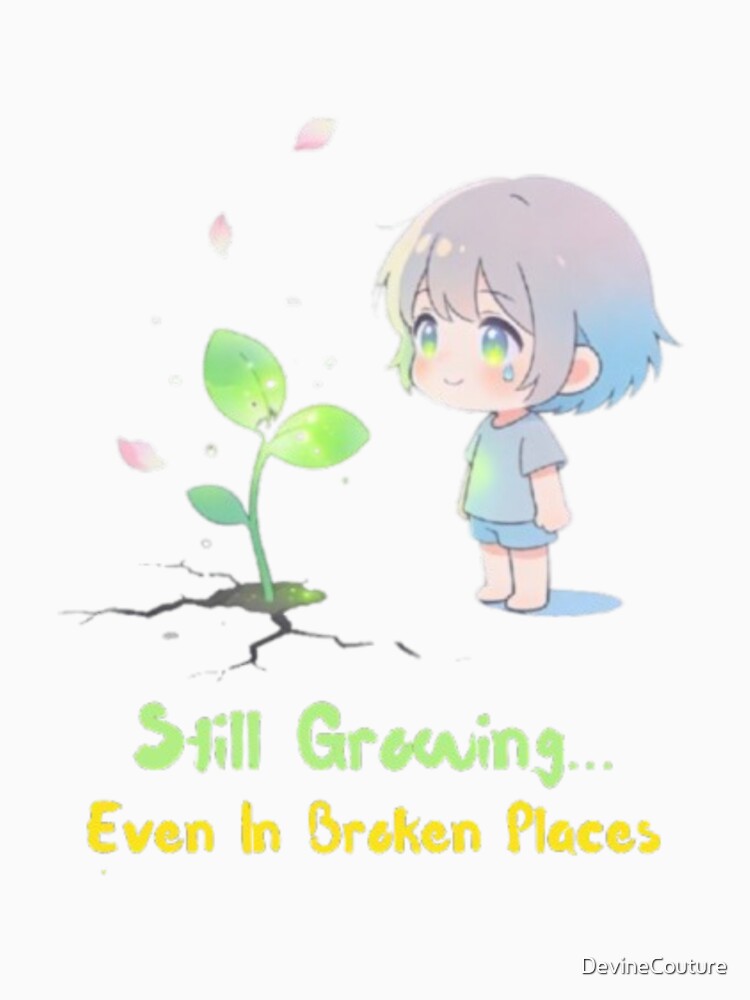 Still Growing Even In Broken Places | Cute Healing Anime Aesthetic T-Shirt by DevineCouture