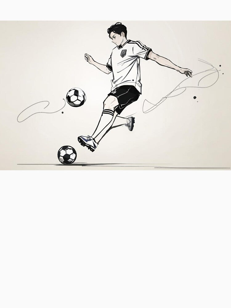 One Line Football Kick – Minimalist Soccer Art by Jean S Santos