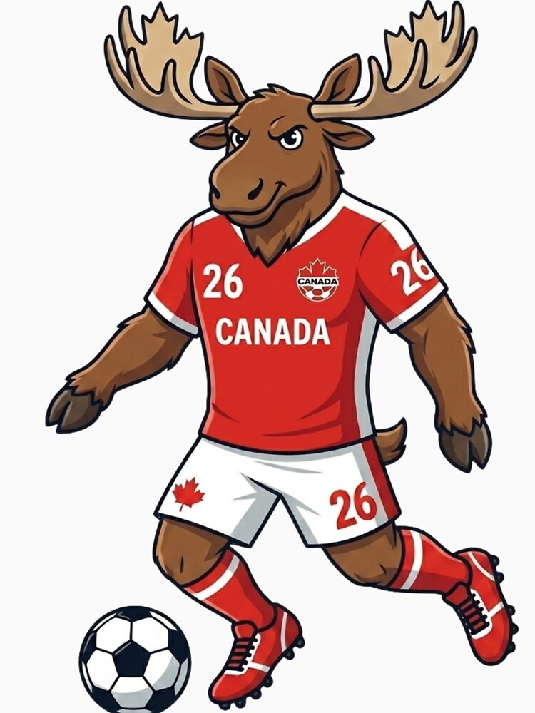 Cute Canada Soccer Moose Mascot Kicking Football - World Cup '26 by _ZENTAY_