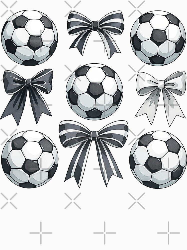 Soccer Balls and Black Bows Pattern Design by ArtfulWeave