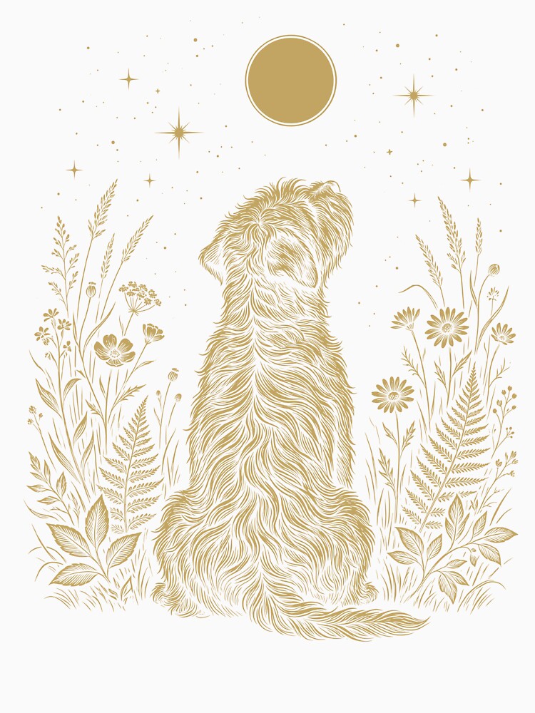 Soft Coated Wheaten Terrier Moon Night Flower Minimalist Boho Dog Lover by DoodleTortle