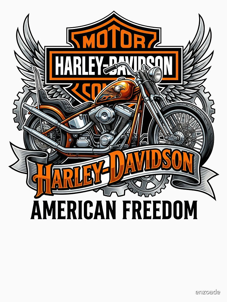 Harley Davidson Custom American Rider Motorcycle Illustration by enzoade