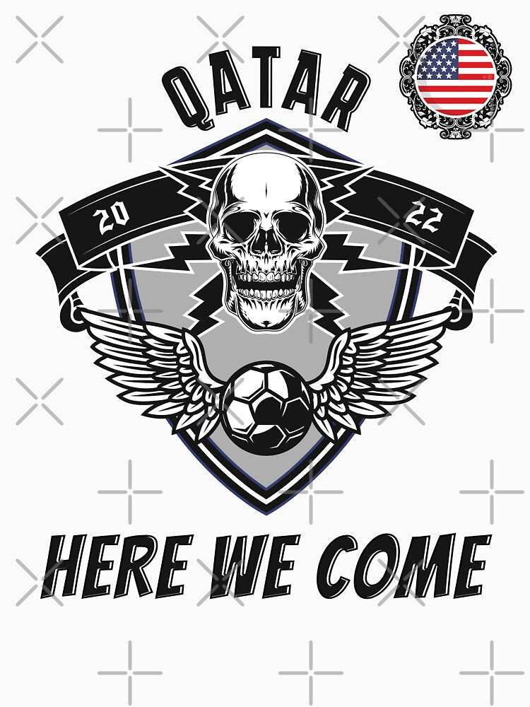 Qatar Here We Come USA Vintage 2022 For Soccer Supporters Men Women by JooArtPrints  ★★★★★