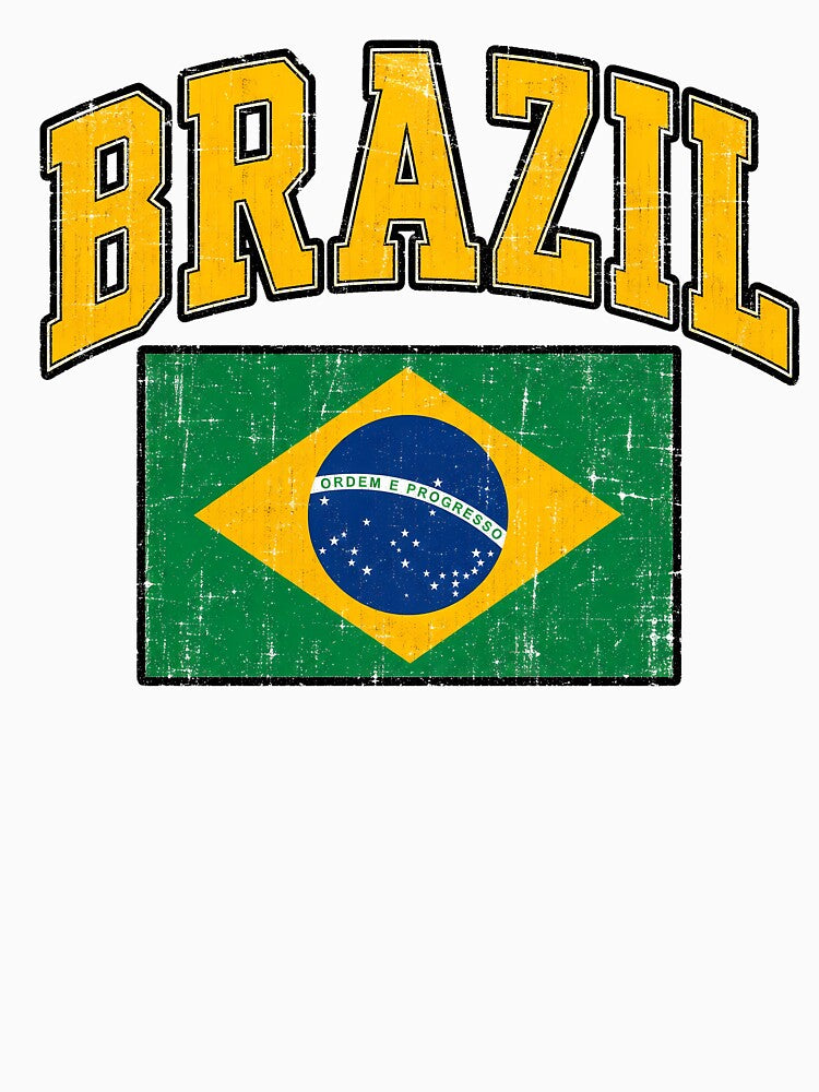 Vintage Brazil Flag Collegiate Soccer Art by LuisWorks