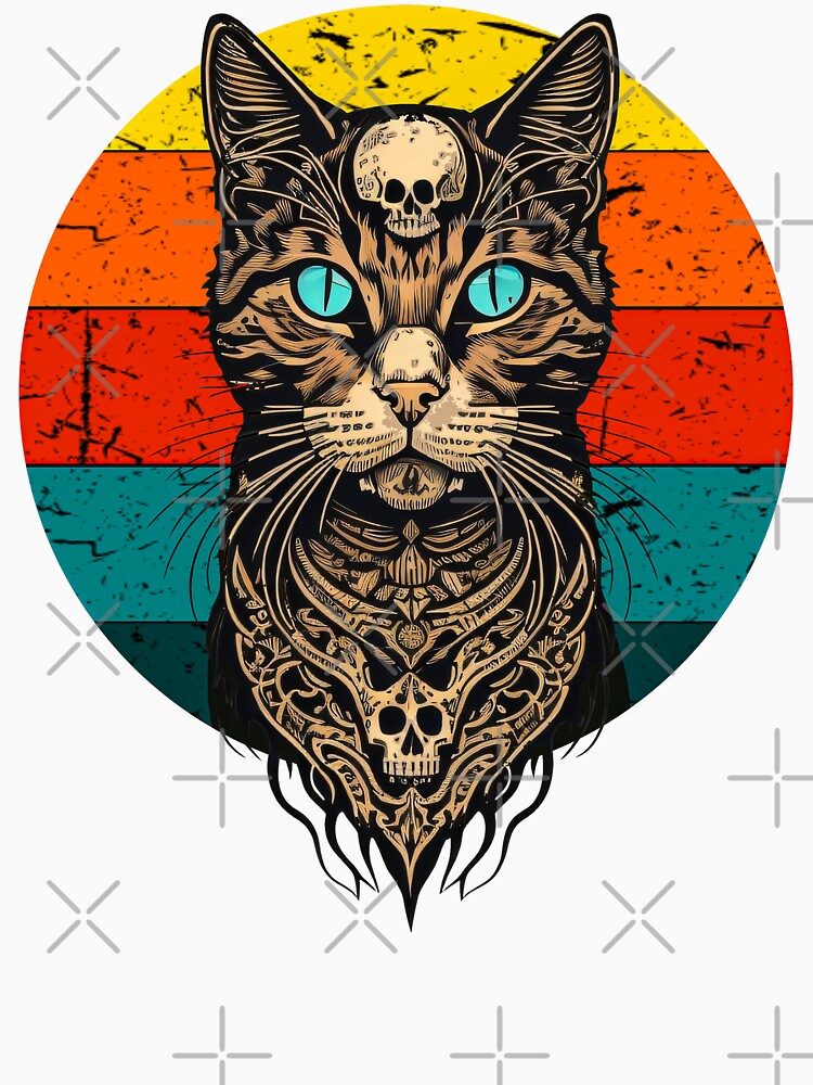 Vintage Retro Cat with Skull Pattern by deathanarchy