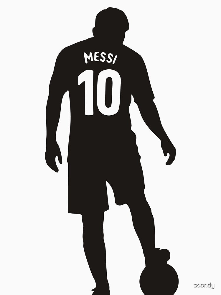 Messi 10 Silhouette Graphic T-Shirt - Minimalist White Tee by soondy