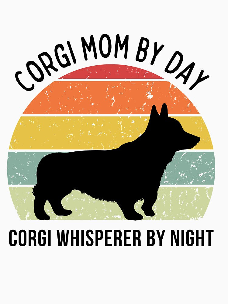 Retro Sunset Corgi Mom by Day design - black text by 29Bumblebee