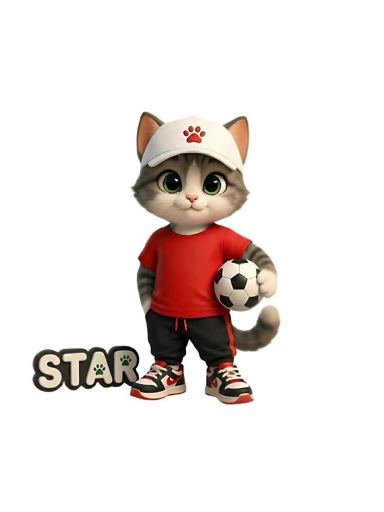 ​Cute Cartoon Soccer Cat Mascot with "STAR" Text by Rasha-flow