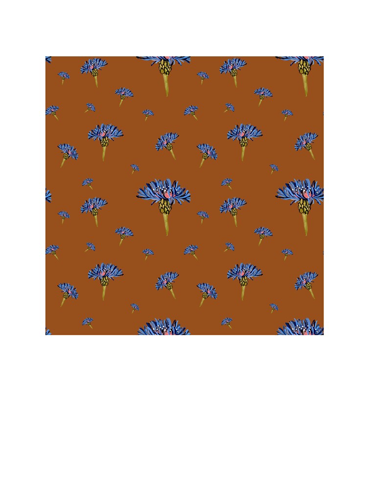 Flower blue violet pattern hand drawn watercolor orange by Yana Mustafina | Boho Soulful Designs