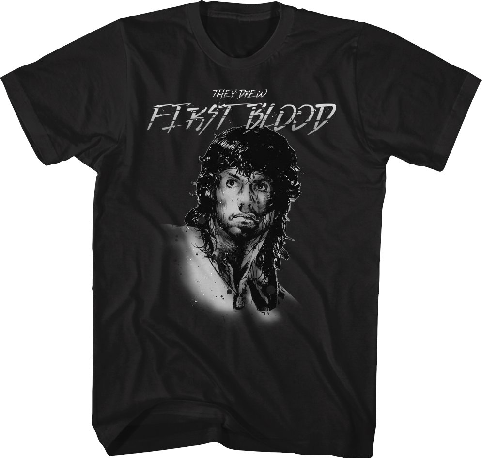 Rambo They Drew First Blood Black T-Shirt Hoodie, Sweatshirt | CiraTrend.com (Image 1)