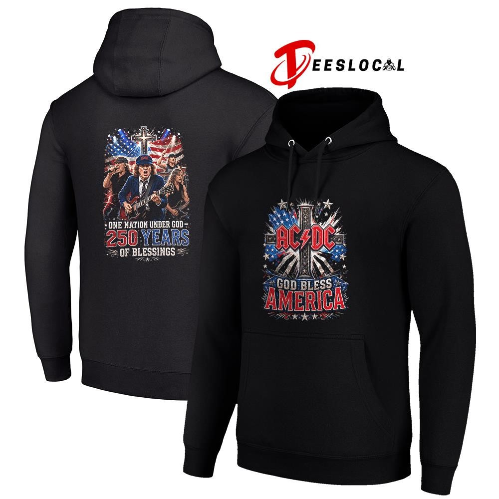 AC DC God bless America one nation under God 250 years of blessings graphic shirt