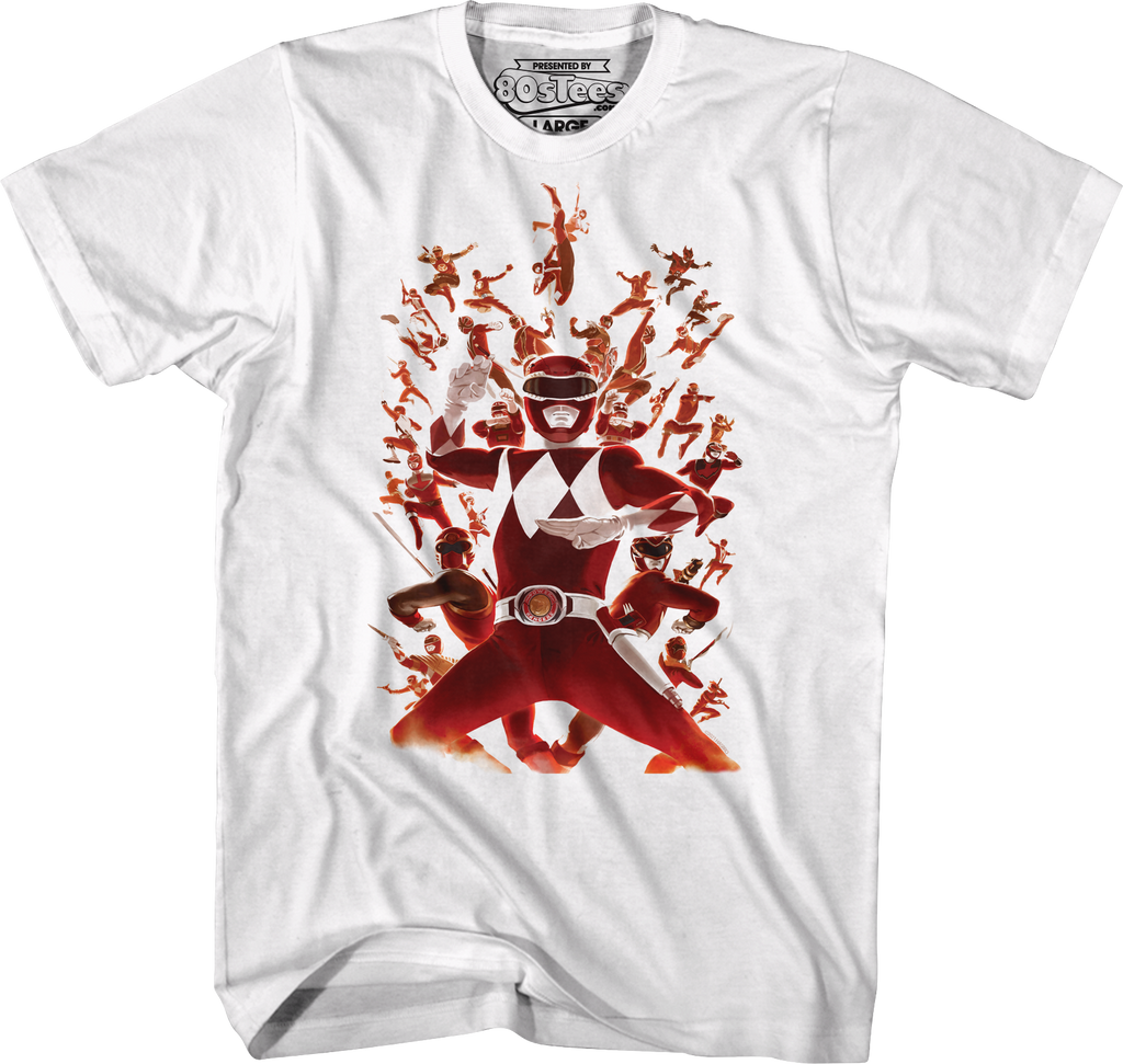 Red Ranger Collage Mighty Morphin Power Rangers T-Shirt Hoodie, Sweatshirt | CiraTrend.com (Image 1)