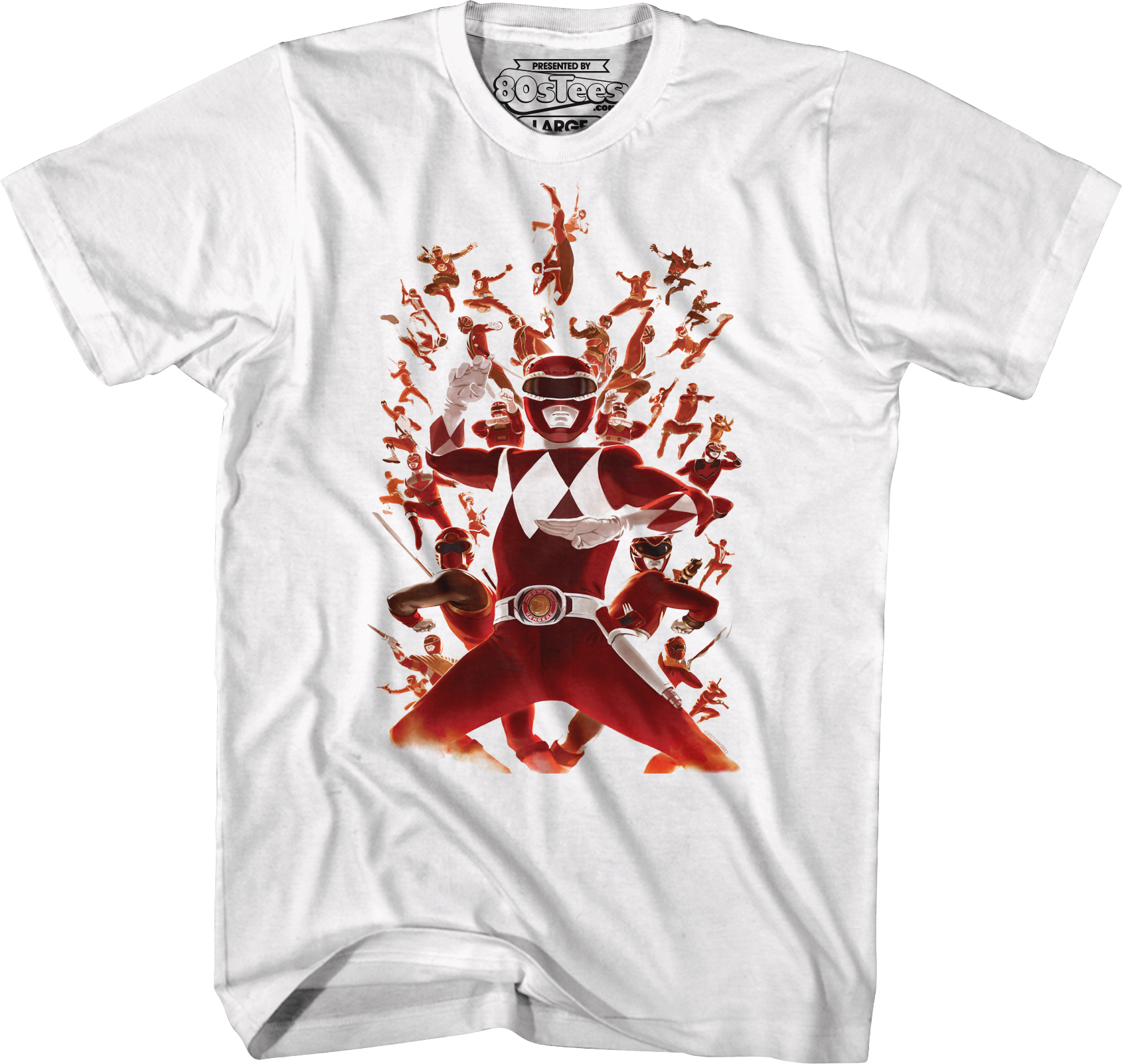 Red Ranger Collage Mighty Morphin Power Rangers T-Shirt Hoodie, Sweatshirt | CiraTrend.com (Image 1)