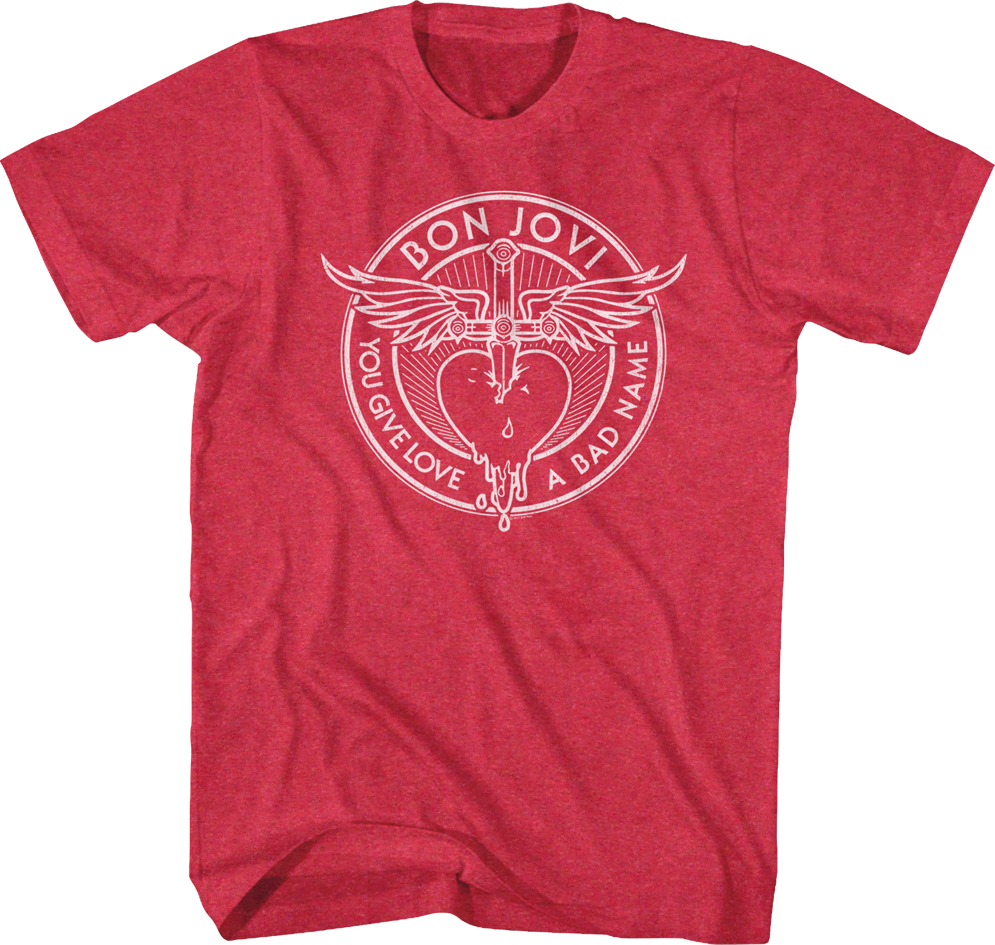 Red You Give Love A Bad Name Bon Jovi T-Shirt Hoodie, Sweatshirt | CiraTrend.com (Image 1)