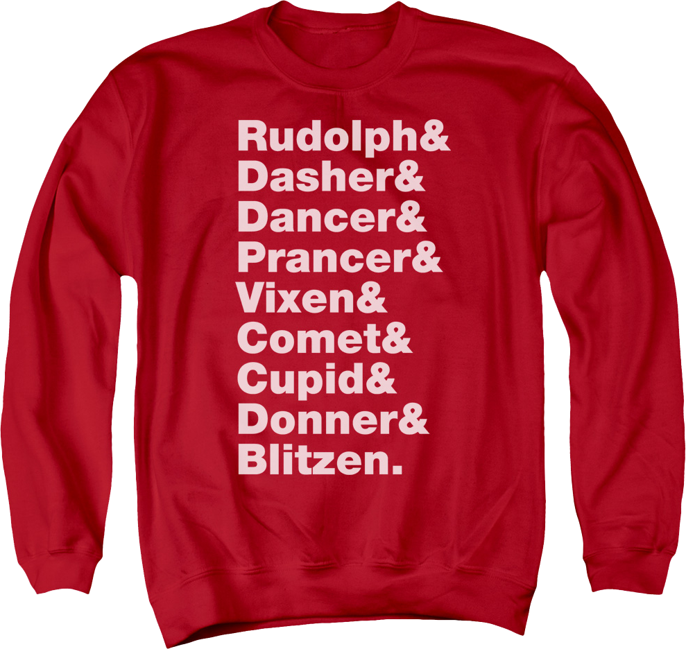 Reindeer Names Christmas Sweatshirt T-Shirts, Hoodie | CiraTrend.com (Image 1)