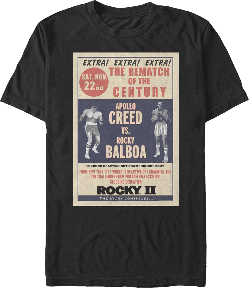 Rematch Of The Century Poster Rocky II T-Shirt Hoodie, Sweatshirt | CiraTrend.com (Image 1)