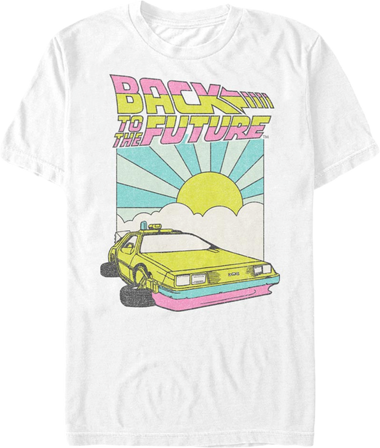 White Retro DeLorean Sunshine Back To The Future T-Shirt