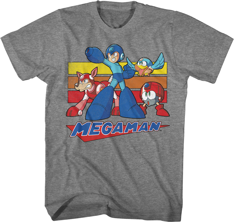 Retro Stripes Collage Mega Man T-Shirts, Hoodie, Sweatshirt