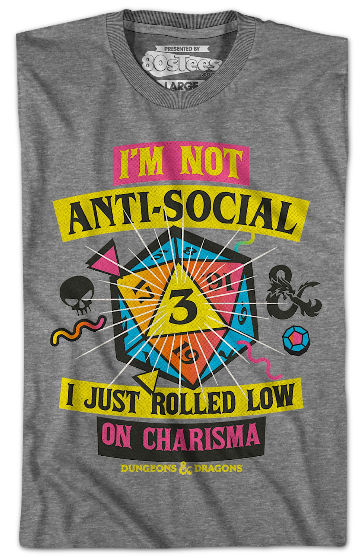 Graphite Heather Rolled Low On Charisma Dungeons & Dragons T-Shirt Hoodie, Sweatshirt | CiraTrend.com (Image 2)