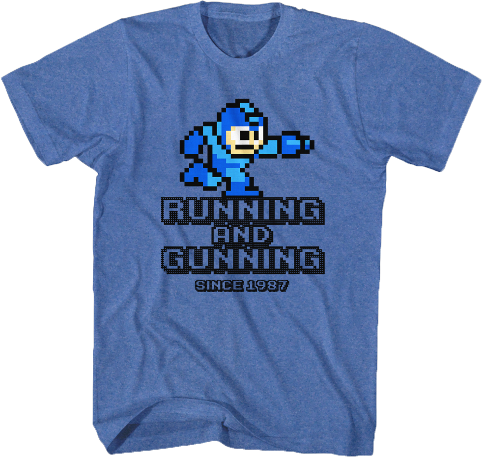 Running And Gunning Mega Man T-Shirt Hoodie, Sweatshirt | CiraTrend.com (Image 1)