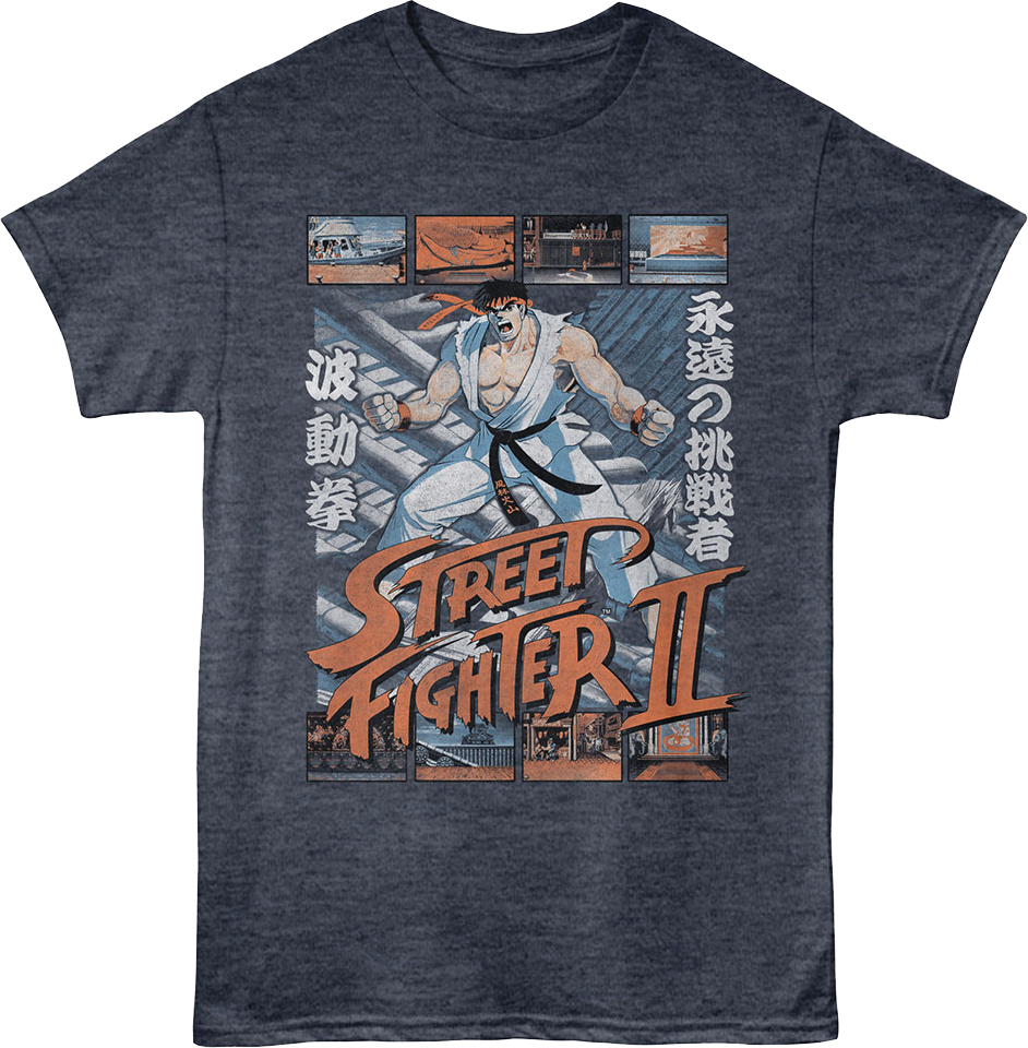Ryu Fight Scenes Street Fighter II T-Shirt Hoodie, Sweatshirt | CiraTrend.com (Image 1)