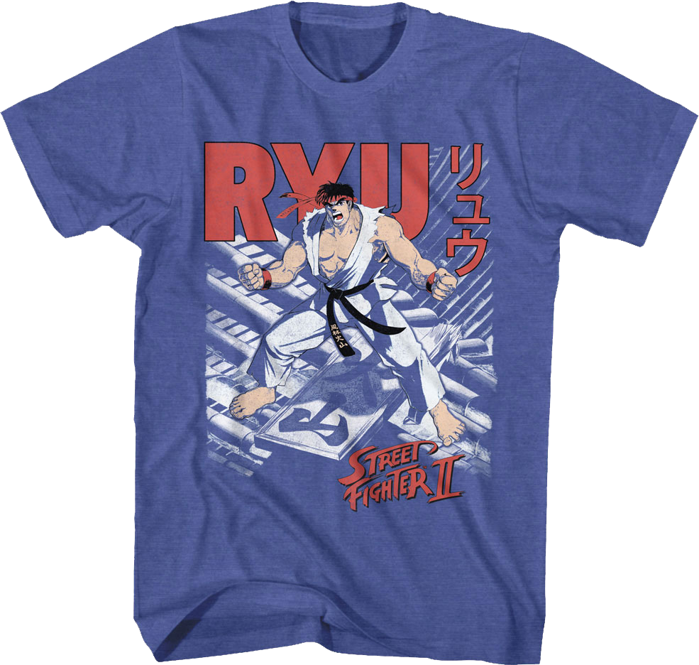 Ryu Japanese Text Street Fighter II T-Shirt Hoodie, Sweatshirt | CiraTrend.com (Image 1)