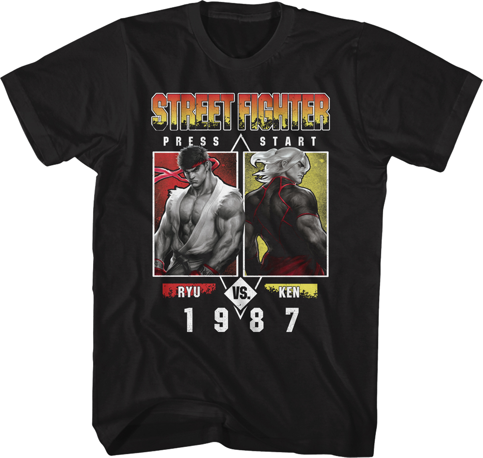 Ryu vs. Ken 1987 Street Fighter T-Shirt Hoodie, Sweatshirt | CiraTrend.com (Image 1)