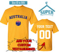 AUSTRALIA World Cup Unisex TSHIRT Jersey Custom Text Number Australia Flag Tee S