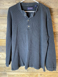 Roundtree & Yorke Mens Size L Dark Blue Waffle Knit Thermal Long Sleeve Shirt