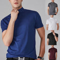 Men's Casual T Shirt Short Sleeve Slim Fit Half High Neck Solid Summer Wear