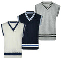Men V Neck Cricket Cable Knit Sweater Lot Adults Plain Sleeveless Warm Vest Top