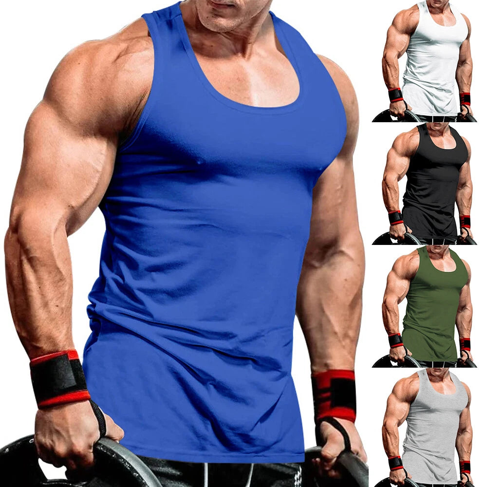 Men Muscle Slim Fit Tank Tops Bodybuilding Training Workout Gym Fitness Ve #